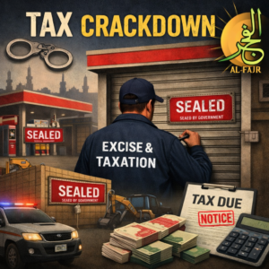 Excise & Taxation officer seals shops in Quetta during a tax crackdown