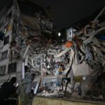 "Collapsed buildings in Caracas after Venezuela earthquake"