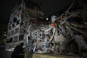 "Collapsed buildings in Caracas after Venezuela earthquake"