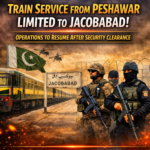 alt="Pakistan Railway train halted at Jacobabad station due to security clearance"