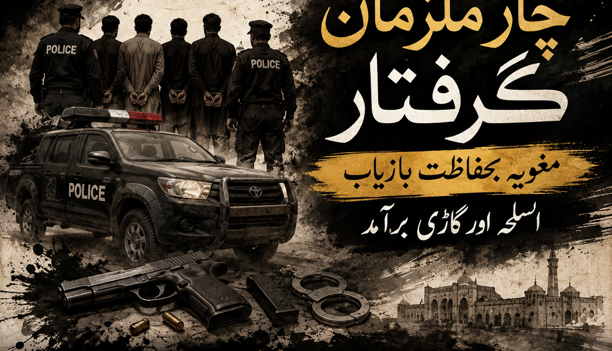 Kachhi Baig Police in Quetta arrest four suspects and safely recover a woman in an alleged abduction case, while also seizing a vehicle and weapon.