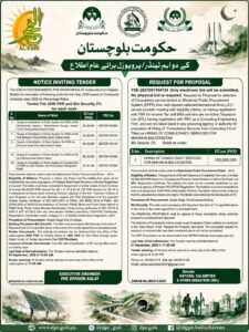Balochistan Tenders 2026 for Consultancy Services and Solar Water Supply Projects