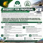 Balochistan government tender notice for Buleda Town infrastructure development consultancy services, Phase II–III, with an estimated cost of Rs. 83.6 million.