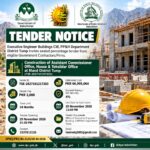 Balochistan government tender notice for construction of Assistant Commissioner and Tehsildar Office buildings at Mand, District Tump, 2026.